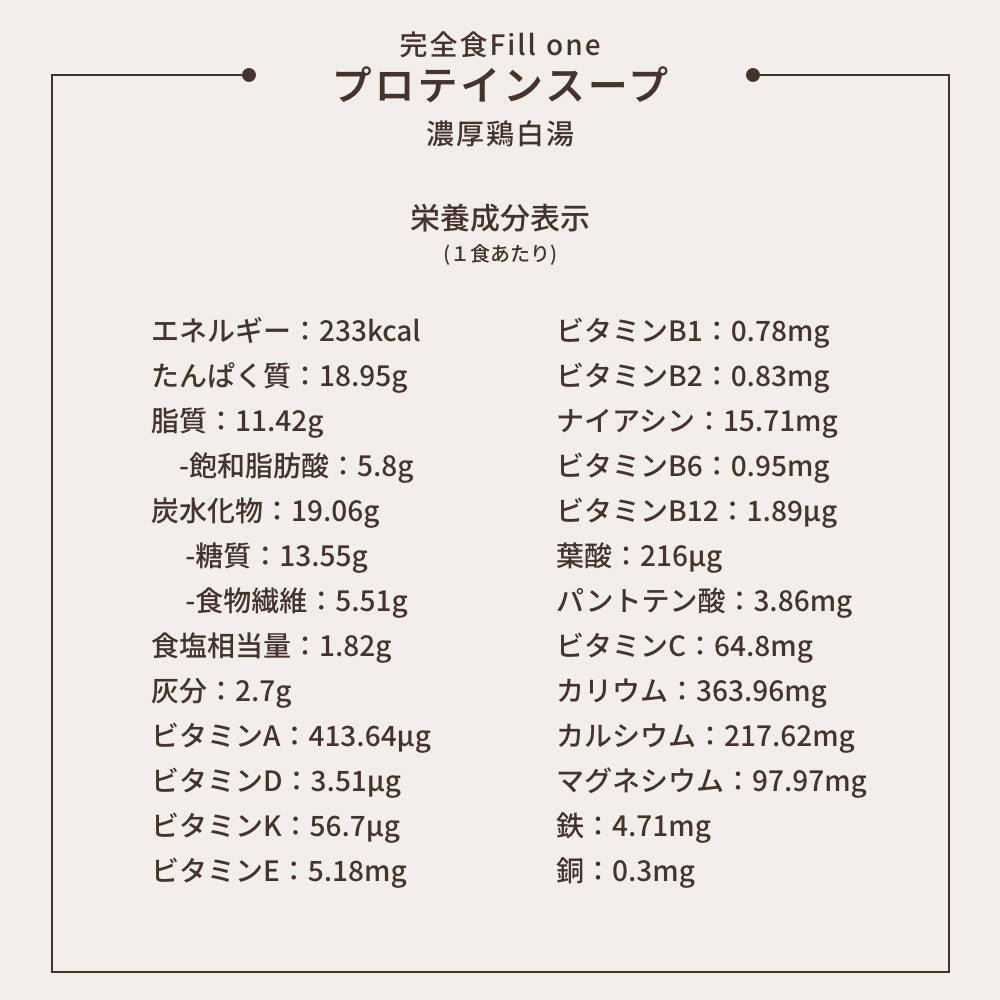完全食 Fillone プロテインスープ 濃厚鶏白湯 270g