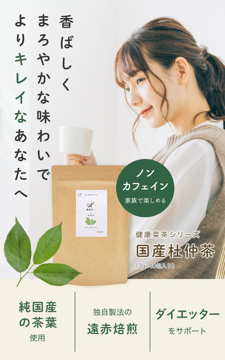 健康菜茶 国産杜仲茶 遠赤焙煎 無農薬 無添加 ティーバッグ 40包