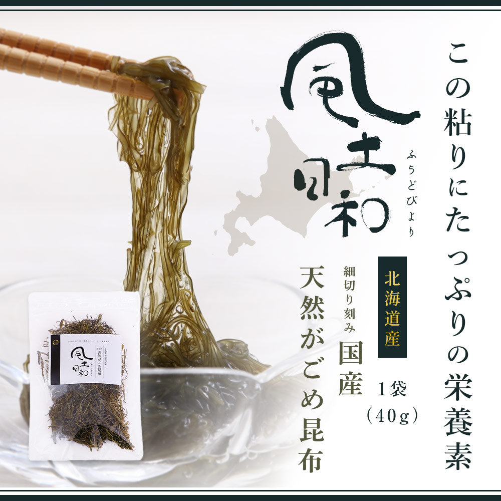 風土日和 がごめ昆布 天然 細切り 昆布 北海道道南黒口浜産 40g