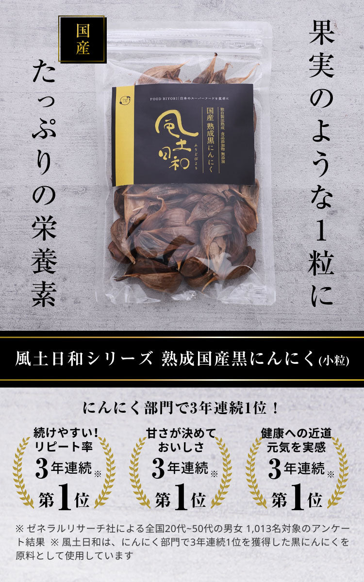 風土日和 国産 熟成黒にんにく 小粒 粒揃い 無農薬 100g