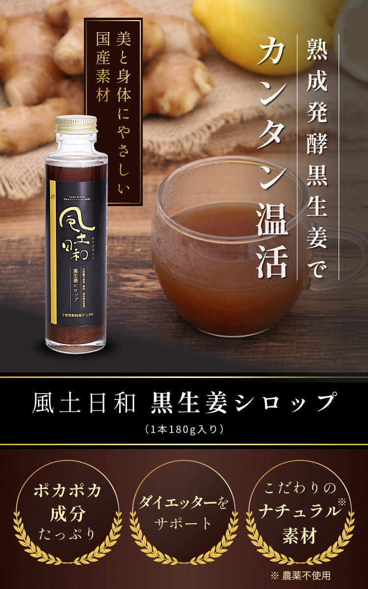 風土日和 国産黒生姜シロップ 無添加 熟成発酵黒生姜使用