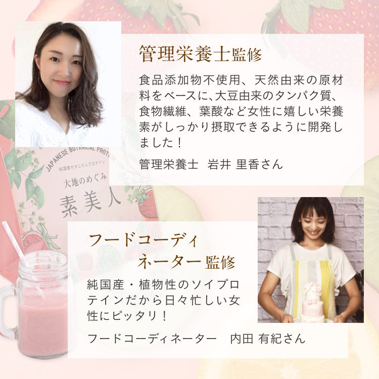 大地のめぐみ素美人 ソイプロテイン まるごといちご味 純国産 完全食 無添加  250g