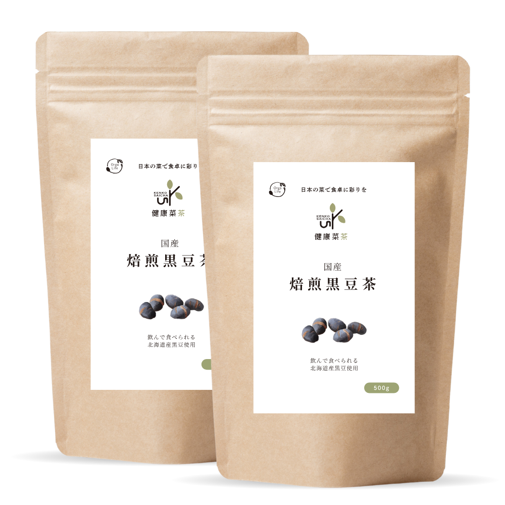 健康菜茶 食べる黒豆茶 国産 北海道産 焙煎煎り黒豆使用 500g