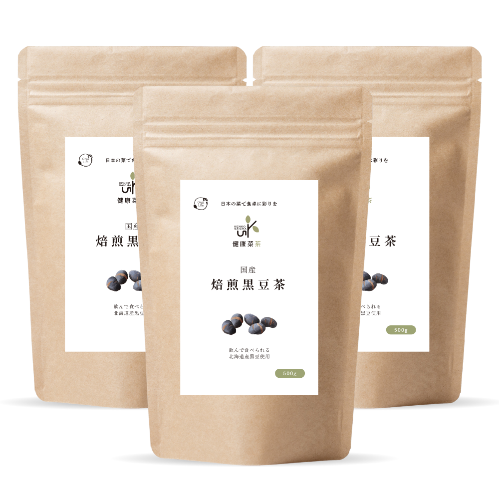 健康菜茶 食べる黒豆茶 国産 北海道産 焙煎煎り黒豆使用 500g