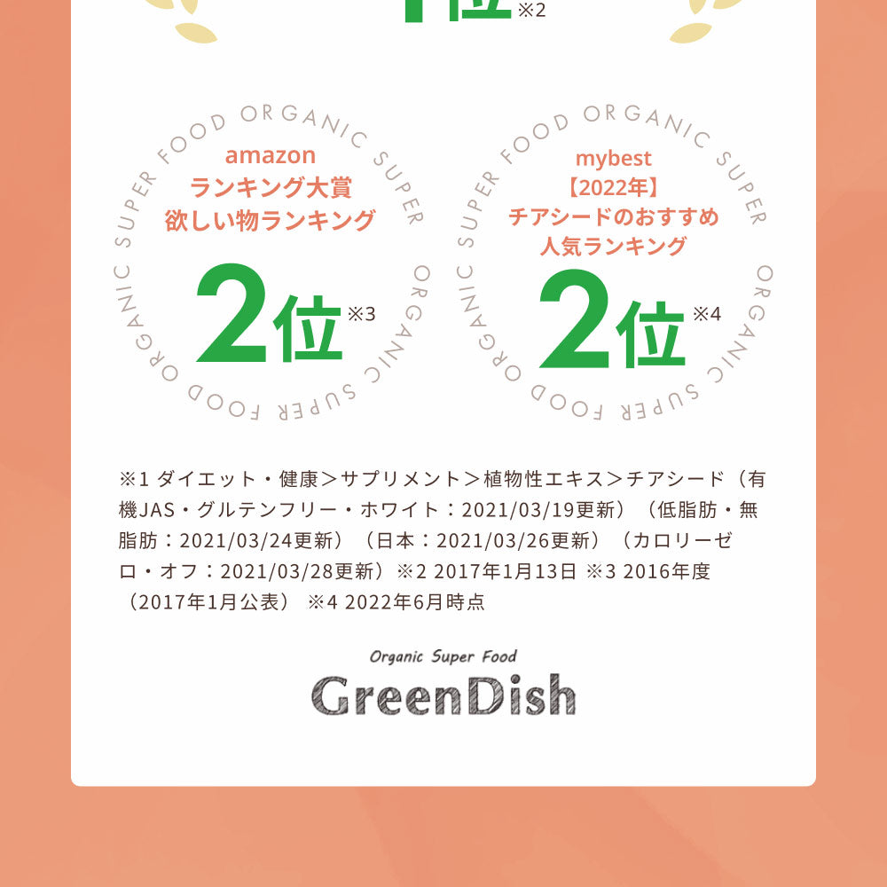 GreenDish 有機ホワイトチアシード サプリ スーパーフード  200g